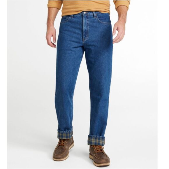 L.L. Bean Other - L.L. Bean Men's 130657 Size 36 Blue Double L Straight Jeans Flannel-Lined EUC